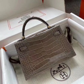 Hermes Kelly Mini II Handmade Bag In Taupe Alligator Crocodile