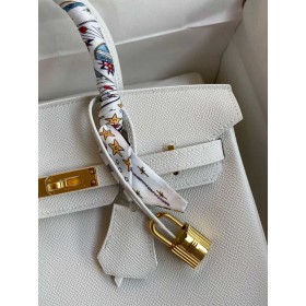 Hermes Birkin 25 Handmade Bag In White Epsom Calfskin