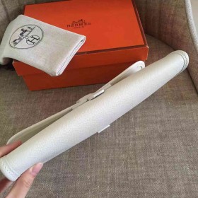 Hermes Jige Elan 29 Clutch Bag In White Epsom Calfskin