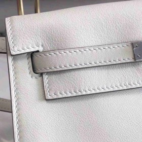 Hermes Kelly Danse Handmade Bag In White Swift Leather