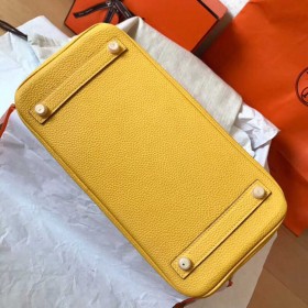 Hermes Birkin 30 Handmade Bag In Yellow Clemence Leather