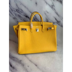 Hermes Birkin 40 Handmade Bag In Yellow Clemence Leather