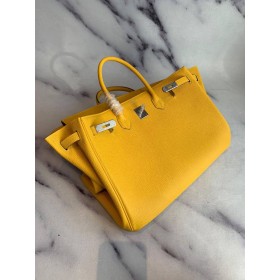 Hermes Birkin 40 Handmade Bag In Yellow Clemence Leather