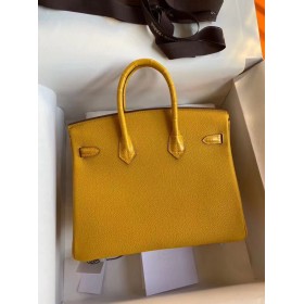 Hermes Touch Birkin 25 Bag In Yellow Shiny Niloticus Crocodile Skin